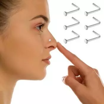6 шт. шпильки для носа из нержавеющей стали, гладкие L-образные пирсинг с полировкой, в стиле панк, для вечеринки, клуба, для женщин и мужчин, украшения для носа, шпильки для носа L