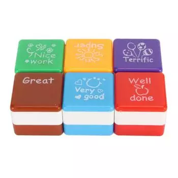 6 шт. штампов для учителей, многоцелевой мультфильм, мотивация на английском языке, образовательный набор самоклеящихся штампов для Sc