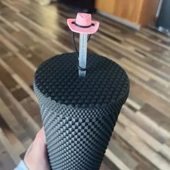 6 шт. силиконовая ковбойская шляпа соломенные чехлы кепка милый забавный стакан соломенный топпер аксессуары для мужчин и женщин подарок многоразовая соломенная кепка розовый