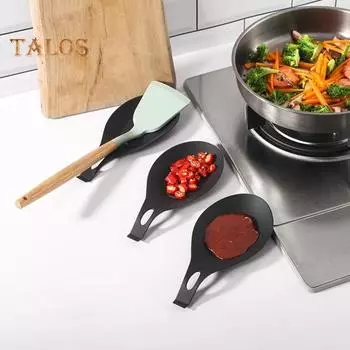 6 шт. силиконовая подставка для ложки, термостойкая подставка для кухонной утвари, легко моющаяся подставка для ложки, щипцы, современный кухонный аксессуар чёрный