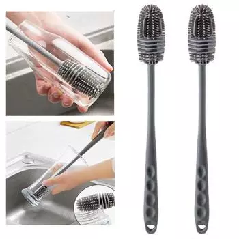 6 шт. силиконовая щетка для чистки бутылок с молоком щетка с длинной ручкой для чистки бутылок с водой щетка для чистки стеклянных чашек кухонные принадлежности для уборки 1pcs