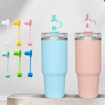 6 шт., силиконовая соломенная крышка, многоразовые аксессуары для соломинок, пылезащитные крышки, пищевая, легко чистящаяся соломенная крышка, топпер для стаканов разноцветный