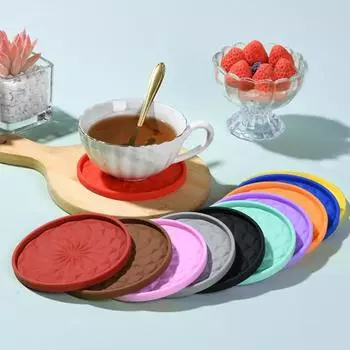 6 шт. силиконовые подставки для напитков. Теплоизоляционные подставки для столовых приборов. Противоскользящие защитные коврики для столешниц. Нескользящие легко чистящиеся коврики для чашек для офиса и дома. 10cm кофейный