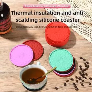 6 шт. силиконовые подставки для напитков. Теплоизоляционные подставки для столовых приборов. Противоскользящие защитные коврики для столешниц. Нескользящие легко чистящиеся коврики для чашек для офиса и дома. 10cm красный