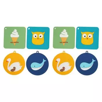 6 шт. силиконовые подставки под сковороду в мультяшном стиле, противоскользящие гибкие силиконовые держатели для кастрюль с отверстием для подвешивания для комплекта