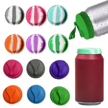 6 шт. силиконовых крышек для банок, герметичные многоразовые крышки для напитков, для пива, газировки, сока, универсальные стандартные банки, 6 разных цветов, защитные крышки для напитков A