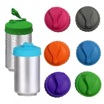 6 шт. силиконовых крышек для банок, герметичные многоразовые крышки для напитков, для пива, газировки, сока, универсальные стандартные банки, 6 разных цветов, защитные крышки для напитков A