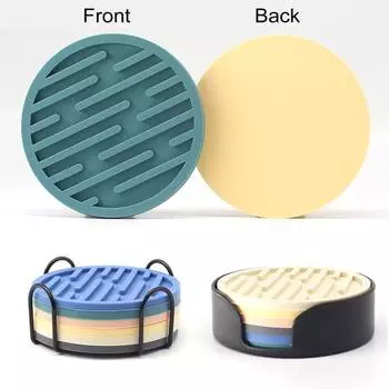 6 шт. силиконовых подставок с держателем, нескользящий коврик для чашки, декор для стола, защита столешницы, круглые подставки для горячих и холодных напитков из дерева, стекла, мрамора чёрный