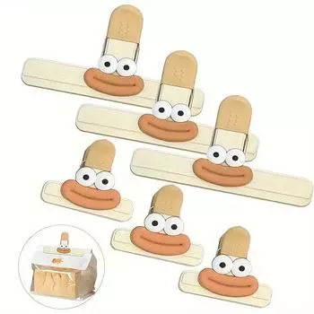 6 шт. симпатичных мультяшных зажимов для пакетов с картофельными чипсами - прочные пластиковые уплотнители для хранения продуктов, 3 больших и 3 маленьких размера