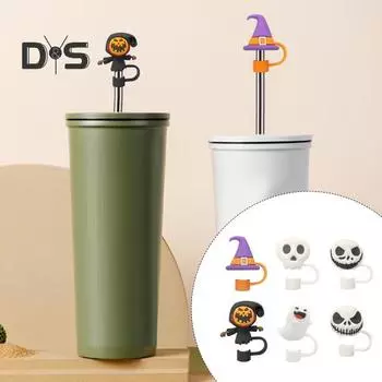 6 шт. симпатичный колпачок для соломинки в виде привидения 3D Хэллоуин соломенная заглушка крышка силиконовая пылезащитная соломинка наконечники крышки аксессуары для стакана для бутылки с водой 6pcs