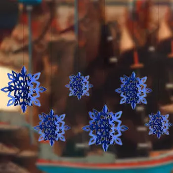 6 шт. синих снежинок, подвесные украшения, три размера для свадьбы, многоцелевые аксессуары, Рождество