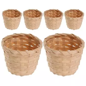 6 шт. Сказочная бамбуковая корзина для хранения, домашний декор, миниатюрные плетеные корзины, декоративные цветы