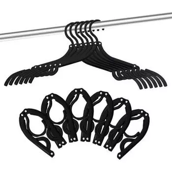 6 шт. складная вешалка для одежды, компактная вешалка для одежды из полипропилена с гладкой поверхностью для домашнего использования чёрный