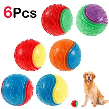 6 шт., скрипучие шарики, игрушки для собак, интерактивные игрушки, TPR, жевательная игрушка для собак, чистка зубов домашних животных, устойчивость к укусам, товары для домашних животных