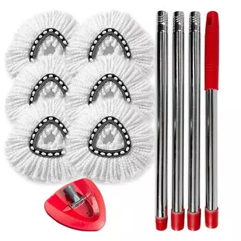 6 шт. сменная головка для швабры Spin Mop + основание головки швабры + сменная ручка, совместимая со шваброй Spin Mop 4 Mop Refills & 1 Base & 4 Handle