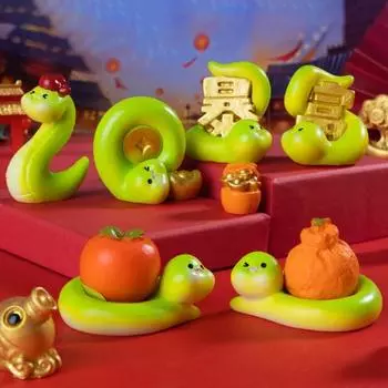 6 шт. смоляных фигурок змей, зодиакальные змеи, украшение для стола, тема богатства 2025, мини-статуэтки змей для стола, книжной полки, каминной полки 6pcs