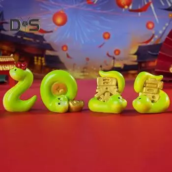 6 шт. смоляных фигурок змей, зодиакальные змеи, украшение для стола, тема богатства 2025, мини-статуэтки змей для стола, книжной полки, каминной полки 6pcs