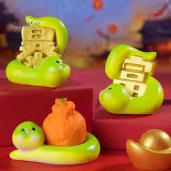 6 шт. смоляных фигурок змей, зодиакальные змеи, украшение для стола, тема богатства 2025, мини-статуэтки змей для стола, книжной полки, каминной полки 6pcs