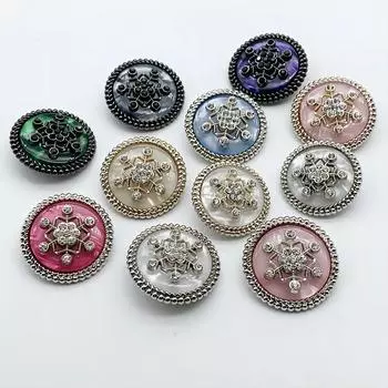 6 шт., снежные стразы, циркон, круглая металлическая роскошная швейная пуговица для пальто, аксессуар для одежды, ручная работа, сделай сам, материал, украшение, золотой 23mm