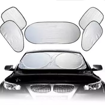 6 шт. солнцезащитный козырек на окно автомобиля, солнцезащитный козырек, солнцезащитная шторка, передний боковой блок коробки передач, серебристый тканевый козырек, набор инструментов