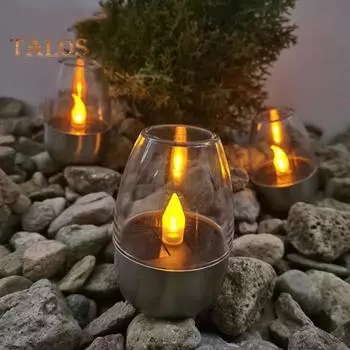 6 шт. солнечные фонари экологически чистые беспламенные свечи светодиодные солнечные настольные лампы водонепроницаемые декоративные ночные светильники для сада патио свадебные мероприятия 6pcs чистый
