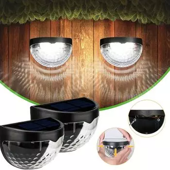 6 шт. солнечных фонарей для ограждения, солнечных фонарей для террасы, солнечных белых фонарей, уличных солнечных фонарей для украшения патио, двора, садовой лестницы и стены, черный/белый чёрный
