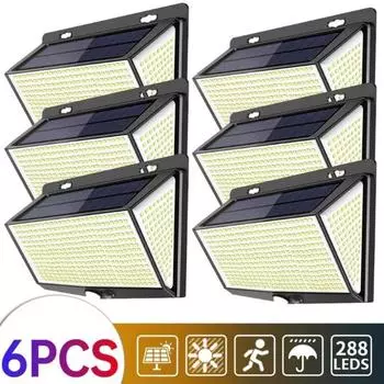 6 шт. солнечных уличных фонарей движения 288 светодиодов 3 режима солнечные фонари для ограждения водонепроницаемые солнечные фонари безопасности двор дверь патио гараж ступенька 1PCS