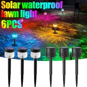 6 шт. солнечных уличных светильников, садовая лампа на солнечных батареях, водонепроницаемая ландшафтная дорожка на открытом воздухе для двора, заднего двора, газона, патио, декоративные A Warm light 2PCS