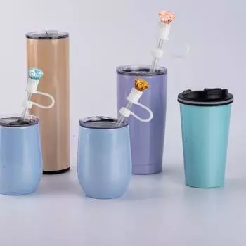 6 шт., соломенная крышка, портативная многоразовая соломенная крышка в форме стразов, пыленепроницаемая силиконовая защита для соломинок для домашнего бара, вечеринки Sets