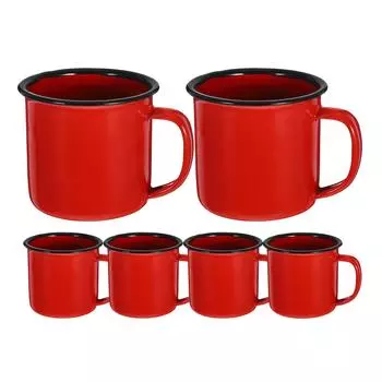 6 шт. стеклянных ретро эмалированных чашек для эспрессо, кружки для дорожных походов, эмалированная посуда для чая