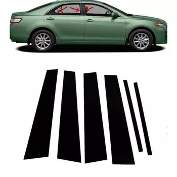 6 шт. стойки боковой двери, накладка на окно для Toyota Camry Sedan 2007 2008 2009 2010 2011, декоративные наклейки на автомобиль чёрный
