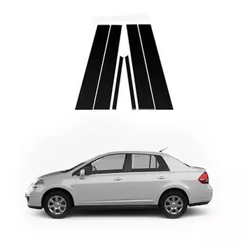 6 шт., стойки для наружной двери, окна, накладка на колонку, декоративная наклейка, аксессуары для Nissan Tiida 4 Door Sedan 2006-2011