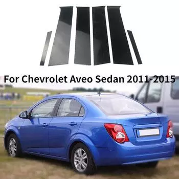 6 шт. стойки для окон автомобиля для Chevrolet Aveo Sedan 2011-2015, наклейка, накладка, наклейка на колонку BC, стильная наклейка