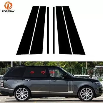 6 шт., стойки для окон и дверей автомобиля, накладка, наклейка, глянцевый черный, внешние детали для Land Rover Range Rover L405 2014-2021
