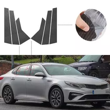 6 шт., стойки из углеродного волокна для KIA Optima K5 2016, 2017, 2018, 2019, 2020, наклейки на обшивку двери, окна