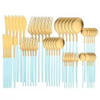 6 шт. столовая посуда, матовая, мятно-зеленая, Золотая, столовые приборы из нержавеющей стали, нож, десертная вилка, ложка, вечерние, домашняя кухонная посуда, набор столового серебра 6pcs cake fork