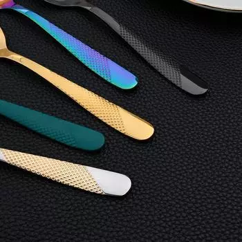 6 шт. столовых приборов из нержавеющей стали, вилка для фруктов, красочные вилки для торта с длинной ручкой, чайные ложки, набор для вечеринки в отеле