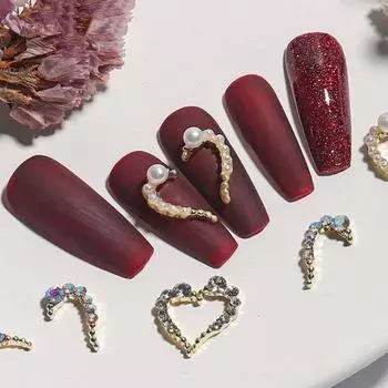 6 шт. Стразы для ногтей с плоским дном, высокой яркости, некапельные, полусердечные, подвески для дизайна ногтей прозрачный