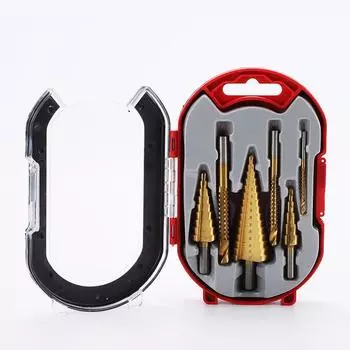 6 шт. ступенчатых сверл с прямым хвостовиком: Набор «Пагода» с зубчатыми витыми канавками 6 pieces, plastic box