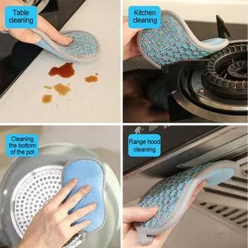 6 шт. супер впитывающая двухсторонняя губка из микрофибры для мытья посуды, кухни, ванной, чистой ткани, ластика разноцветный
