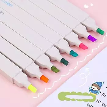 6 шт., супермягкие ручки-хайлайтеры с двойной головкой, набор ручек с кончиком кисти, светлый цветной маркер, точечный лайнер для рисования, живописи, художественной школы