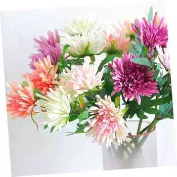 6 шт. Свадебный букет из хризантем и гортензий, украшения из растений, свадебные цветочные искусственные растения, искусственный букет из искусственных цветов белый