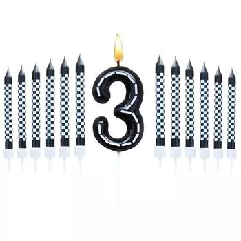 6 шт. свечей с цифрами от 1 до 9 для гонщиков, клетчатые свечи в черно-белую клетку, свеча для юбилея, свеча для грузовика, топпер для торта, праздничные свечи для торта