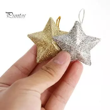 6 шт. сверкающая 3D рождественская подвеска в форме звезды с ремешком, блестящая звезда, украшение для рождественской елки, сделай сам, ремесленный декор для вечеринки разноцветный