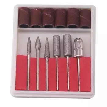 6 шт., сверла для дизайна ногтей и шлифовальные ленты, набор для замены электрических напильников красный