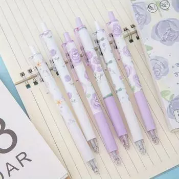 6 шт. светло-фиолетовые розы, нейтральная ручка, наконечник ST, красивая ручка [черные чернила] 6pcs фиолетовый