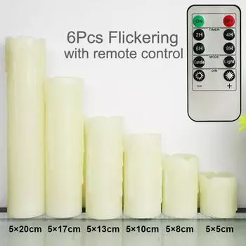 6 шт. светодиодные беспламенные электрические свечи лампа акриловое стекло батарея мерцающая поддельная свеча чайная оптом для свадьбы Рождество