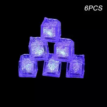 6 шт. светодиодные кубики льда, цветные водонепроницаемые светящиеся светодиодные кубики льда, светящиеся для вечеринки, свадьбы, украшения дома, детские игрушки для купания розовый