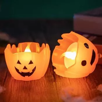 6 шт. светодиодные свечи на Хэллоуин, беспламенные мерцающие тыквенные поддельные свечи на батарейках A