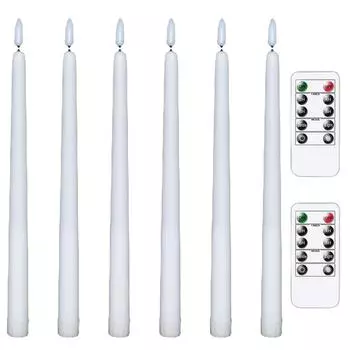 6 шт. светодиодных беспламенных мерцающих теплых свечей-конусов с 2 пультами дистанционного управления для Рождества и Дня благодарения